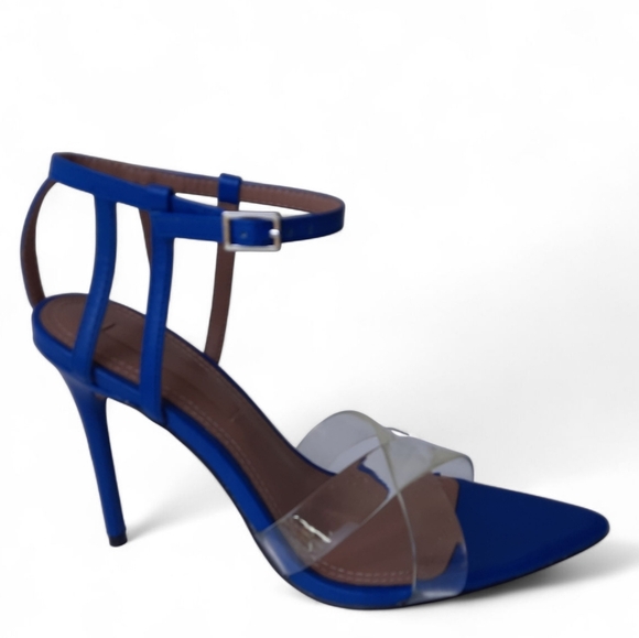BCBGMaxAzria Daryl Clear Stiletto Sandal Heel Pump Point Blue Transparent BCBG 7 - Picture 3 of 10